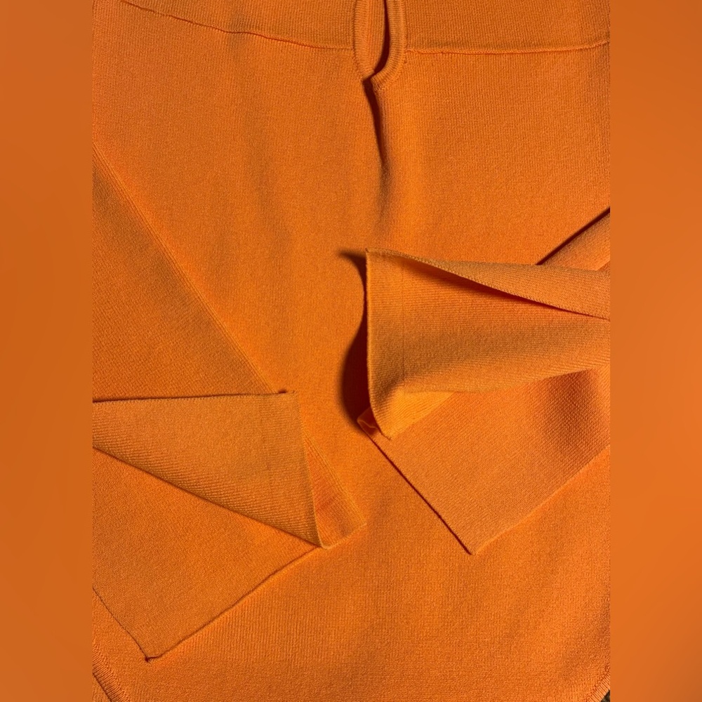 ZARA Knit Long Sleeve Tie-Front Bodysuit – vibrant bright Orange | Size S | NWT - Picture 7 of 11